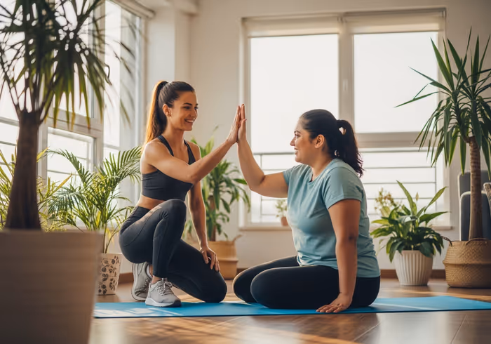 People training with a personal trainer