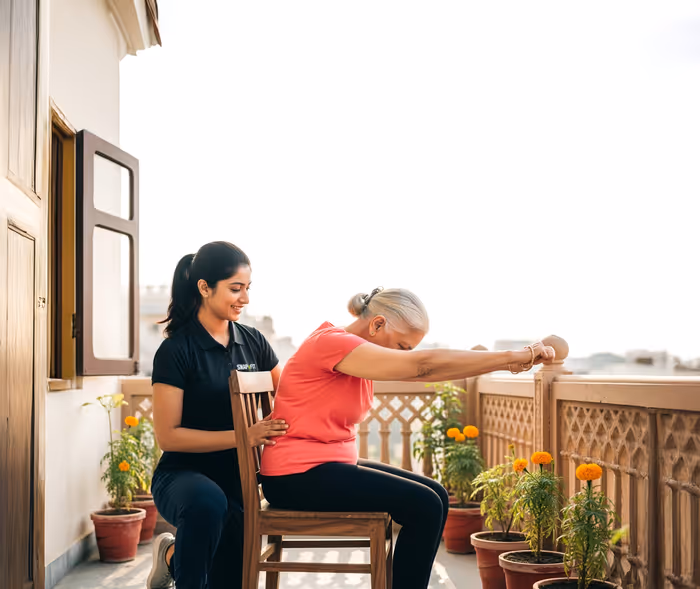 Trainer walking with client