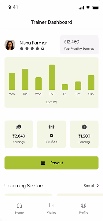 Trainer dashboard screen
